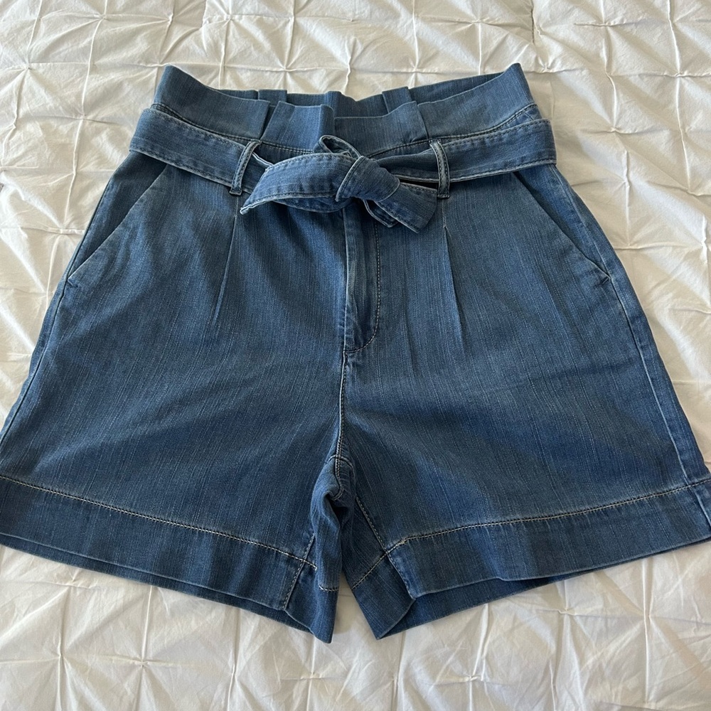 White House Black Market High Waist Blue Shorts with Belt